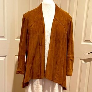 Coldwater Creek XXL (2X) Pure Leather Open Front Asymmetrical Jacket